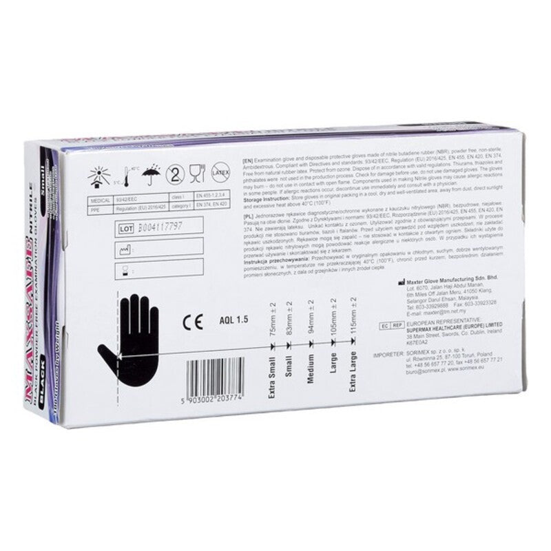Kertakäyttökäsineet Maxsafe BF-5903002203774_Vendor Koko S Nitriili (100 pcs)