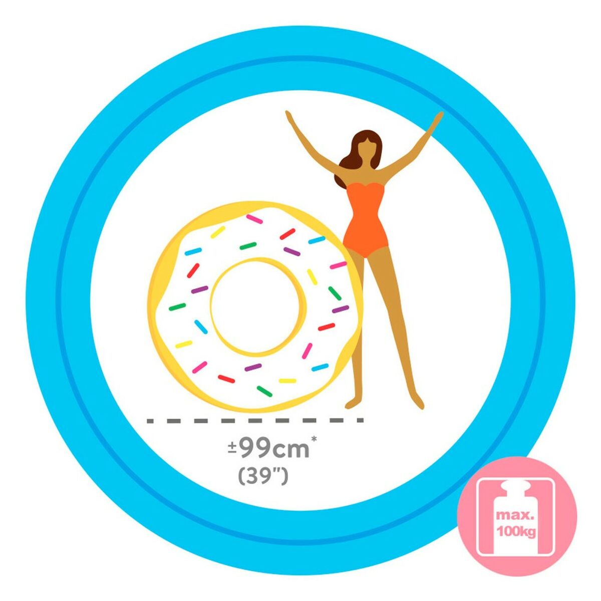 Puhallettava kelluva munkki Intex 56263NP 114 x 25 x 114 cm