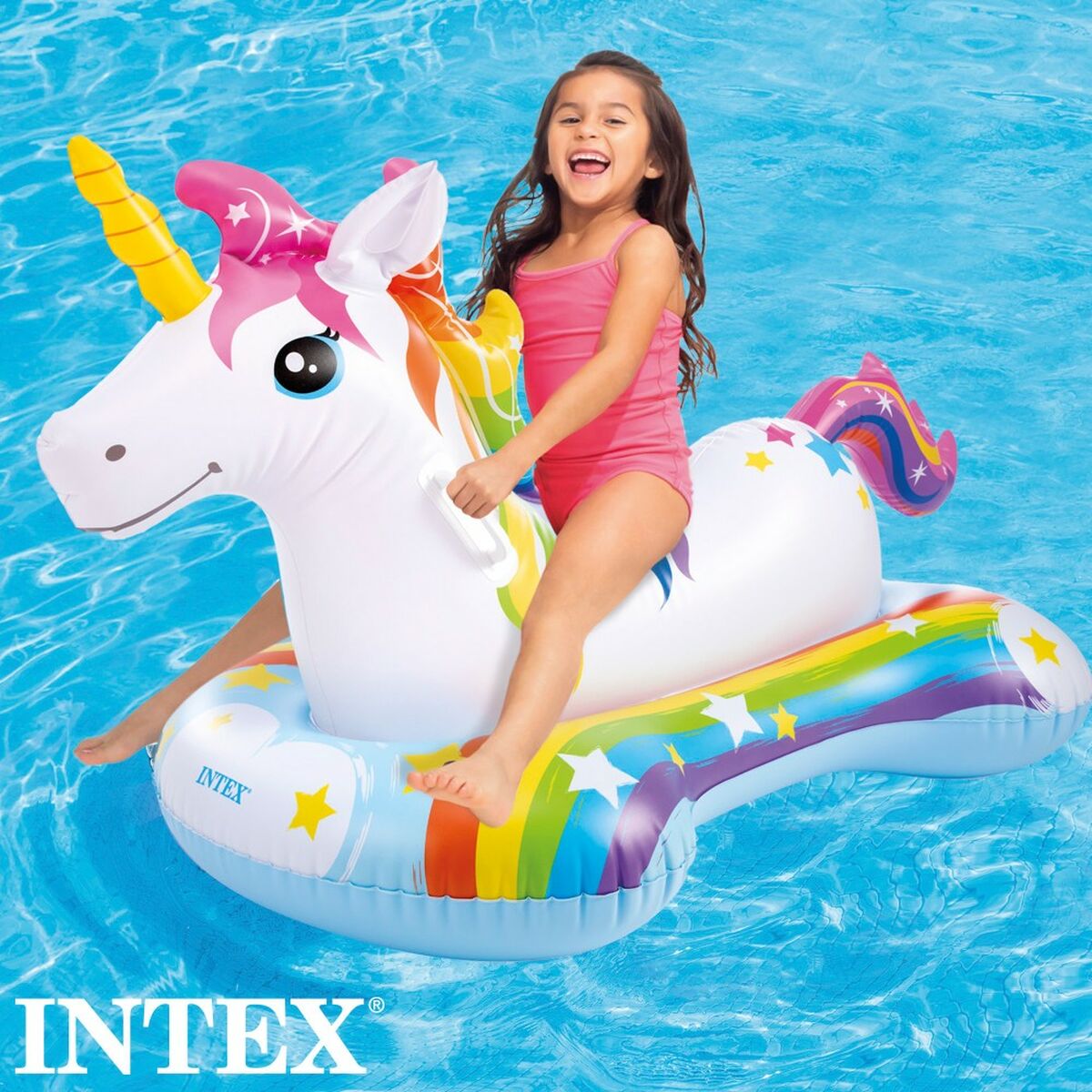 Puhallettava allaspatsas Intex Ride On Yksisarvinen 163 x 82 x 86 cm