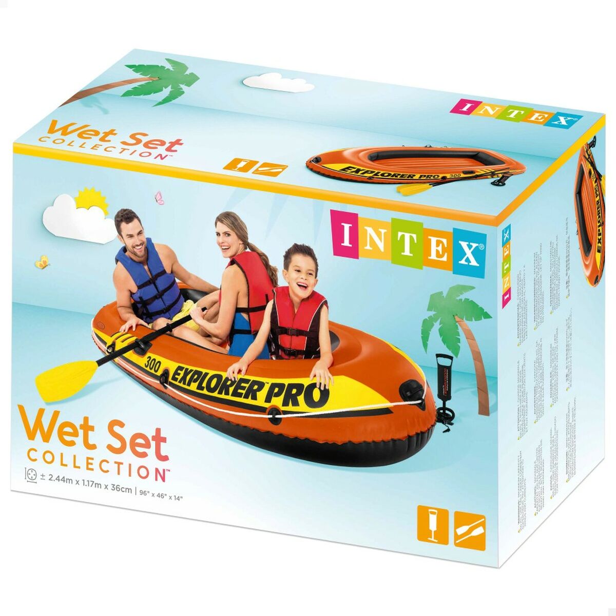 Puhallettava vene Intex Explorer Pro 300 244 x 36 x 117 cm