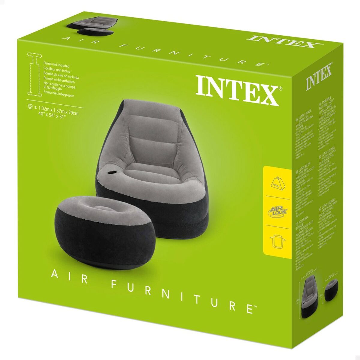 Täytettävä tuoli Intex Ultra Lounge Jalkatuki 99 x 76 x 130 cm