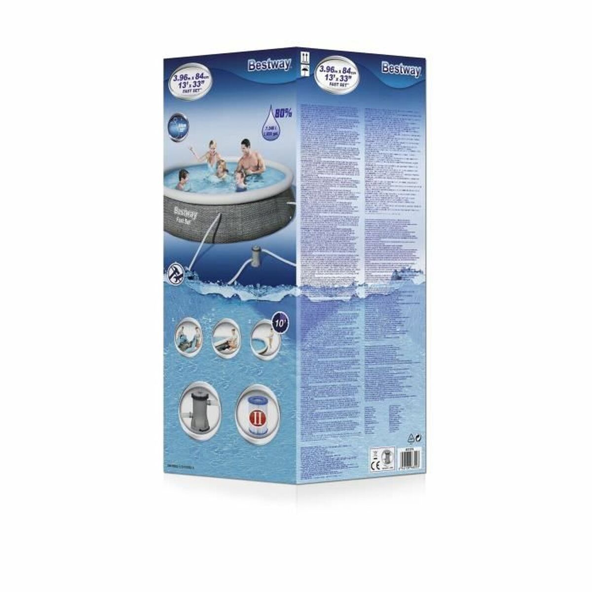 Puhallettava allas Bestway 57376 396 x 84 cm 7340 L Harmaa
