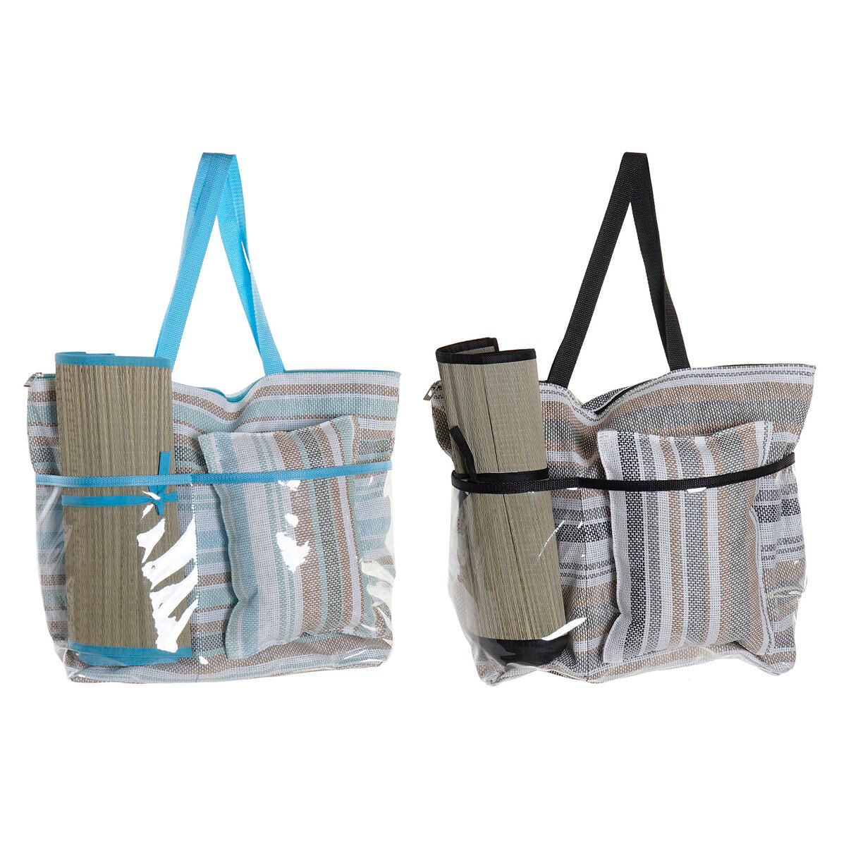 Rantalaukku DKD Home Decor 44 x 23 x 62 cm Kangas Harmaa Sininen Ruskea Vihreä PVC (2 osaa)