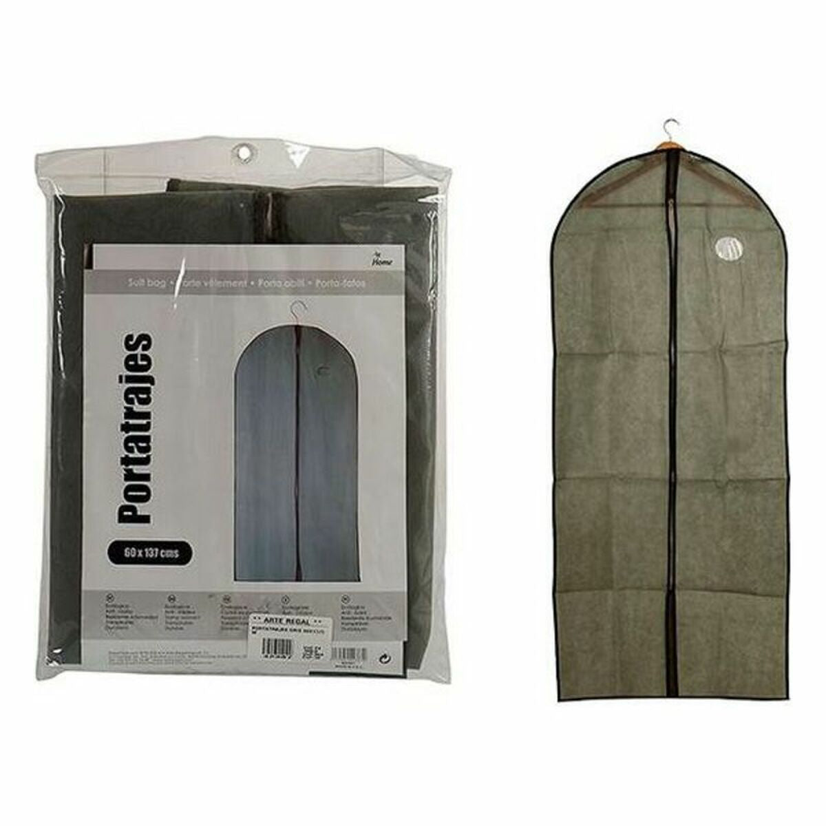 Vaatesuojus Harmaa polypropeeni 2 x 32 x 26 cm (60 x 137 cm)