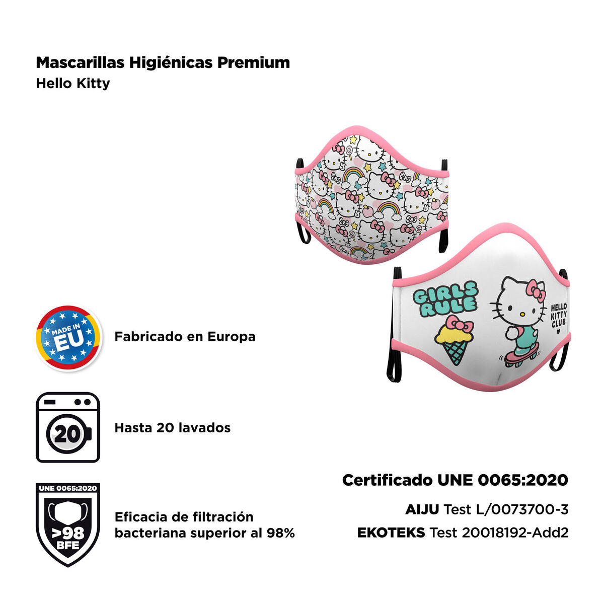 Hygieeninen kasvosuojain My Other Me Hello Kitty 2 osaa
