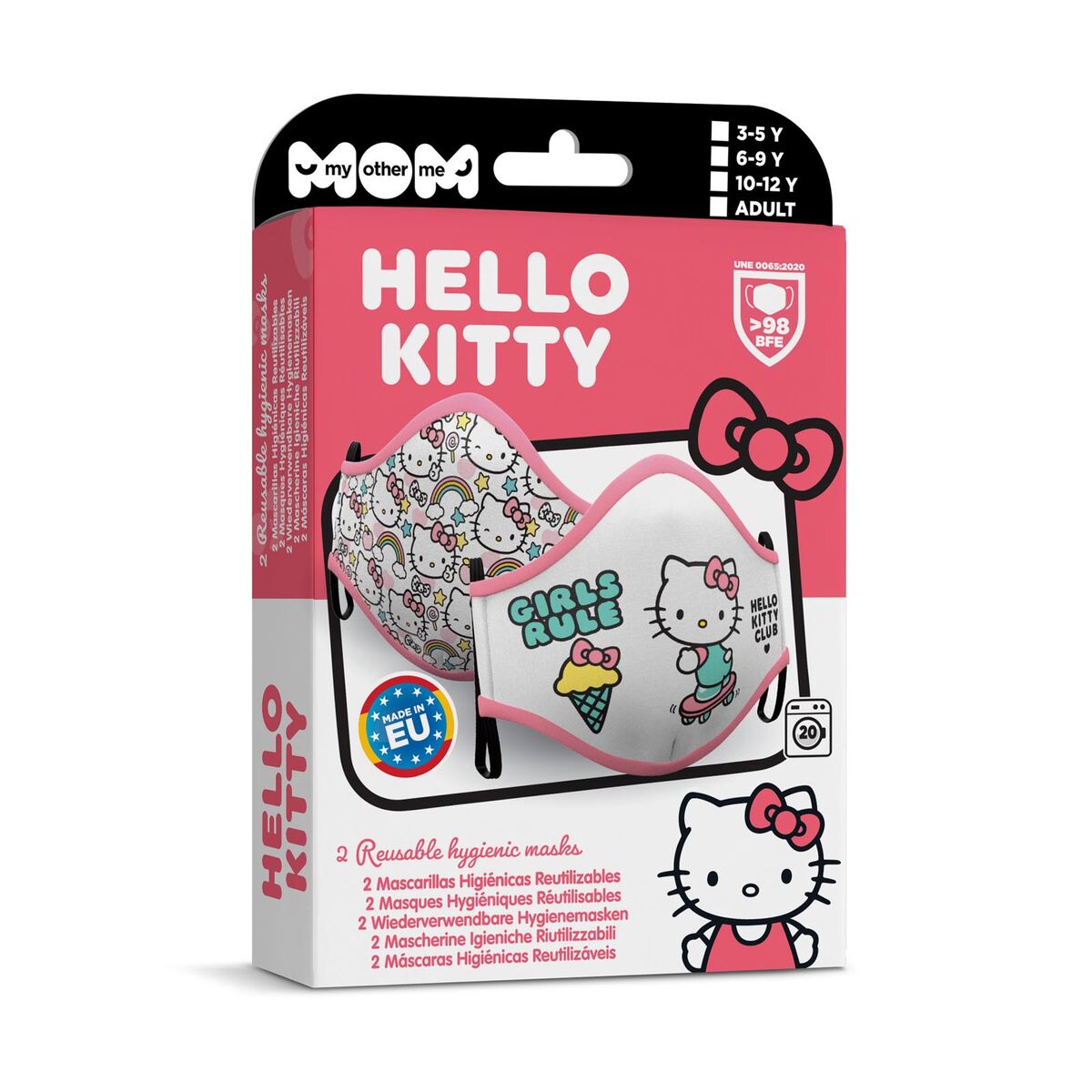 Hygieeninen kasvosuojain My Other Me Hello Kitty 2 osaa