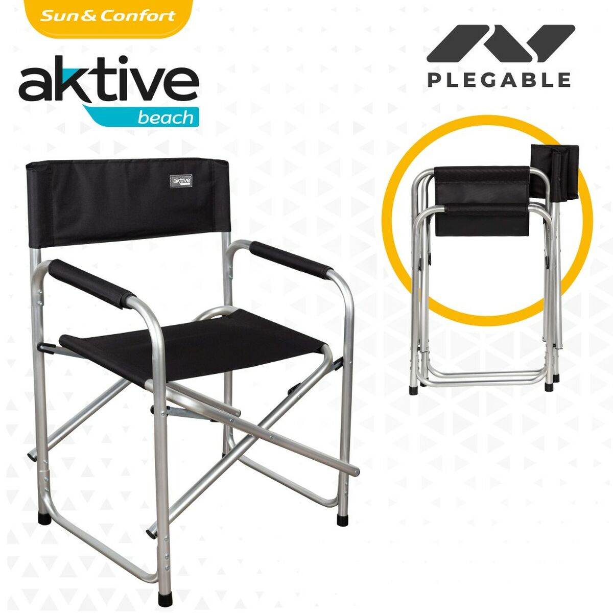 Taitettava retkituoli Aktive Musta 51 x 81 x 45 cm (4 osaa)