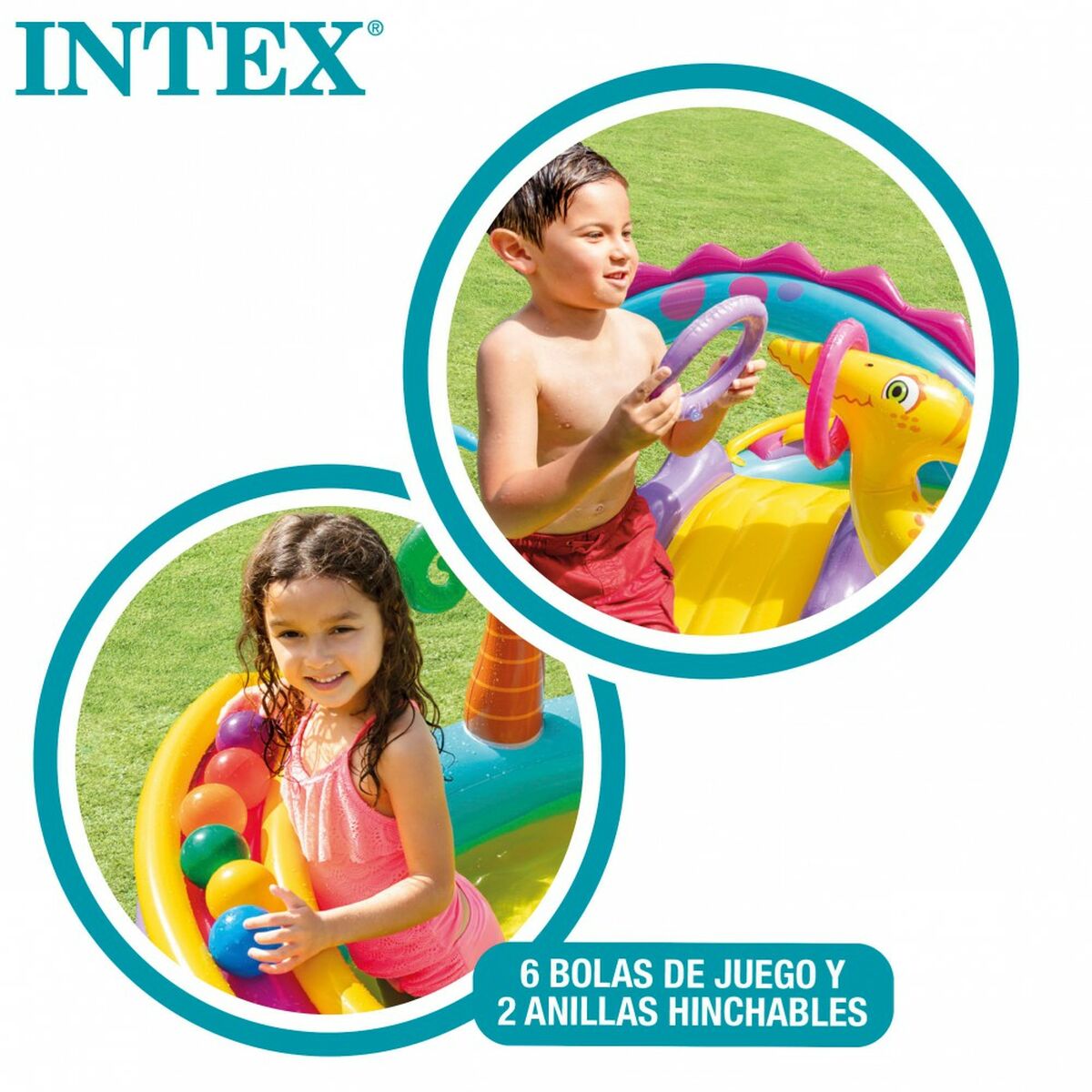Puhallettava lasten kahluuallas Intex   Dinosaurukset Leikkiteline 302 x 112 x 229 cm 280 L