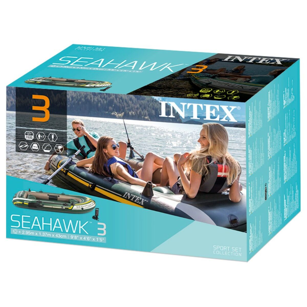 Puhallettava vene Intex Seahawk 3 Vihreä 295 x 43 x 137 cm