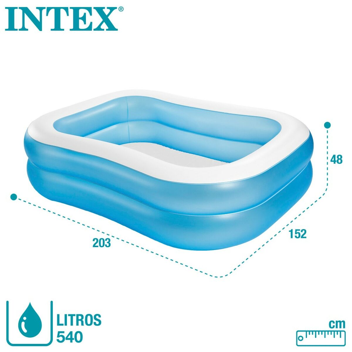 Puhallettava allas   Intex         Sininen/Valkoinen 540 L 203 x 48 x 152 cm