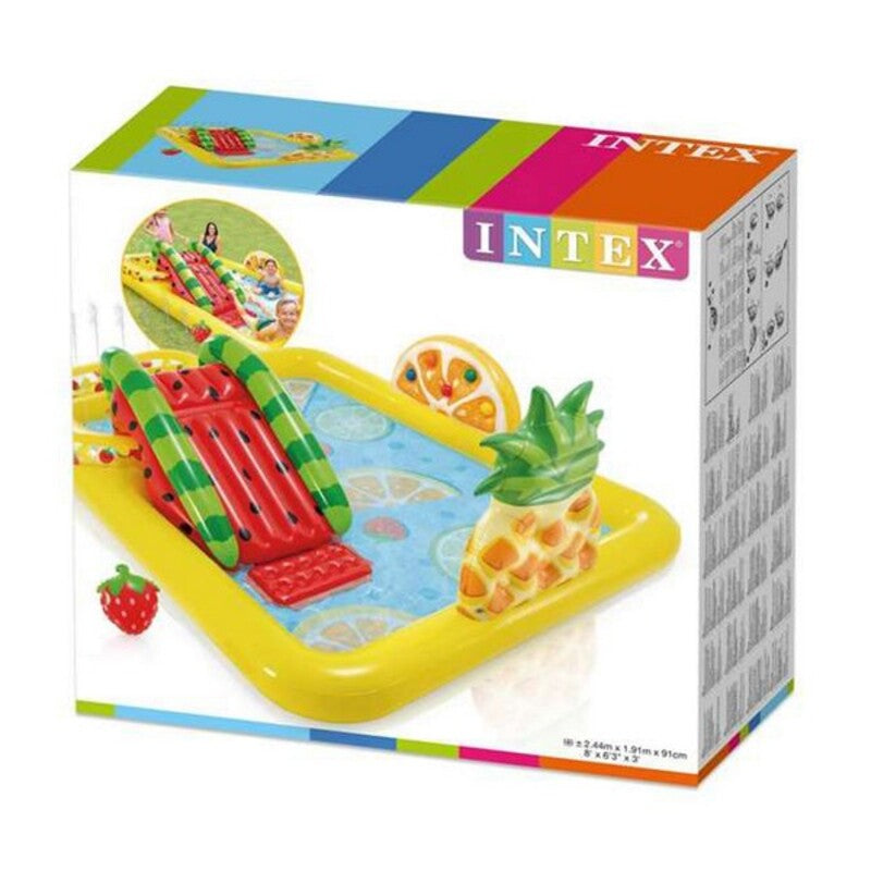 Puhallettava lasten kahluuallas Intex 57158NP Leikkiteline Hedelmät 244 x 191 x 91 cm