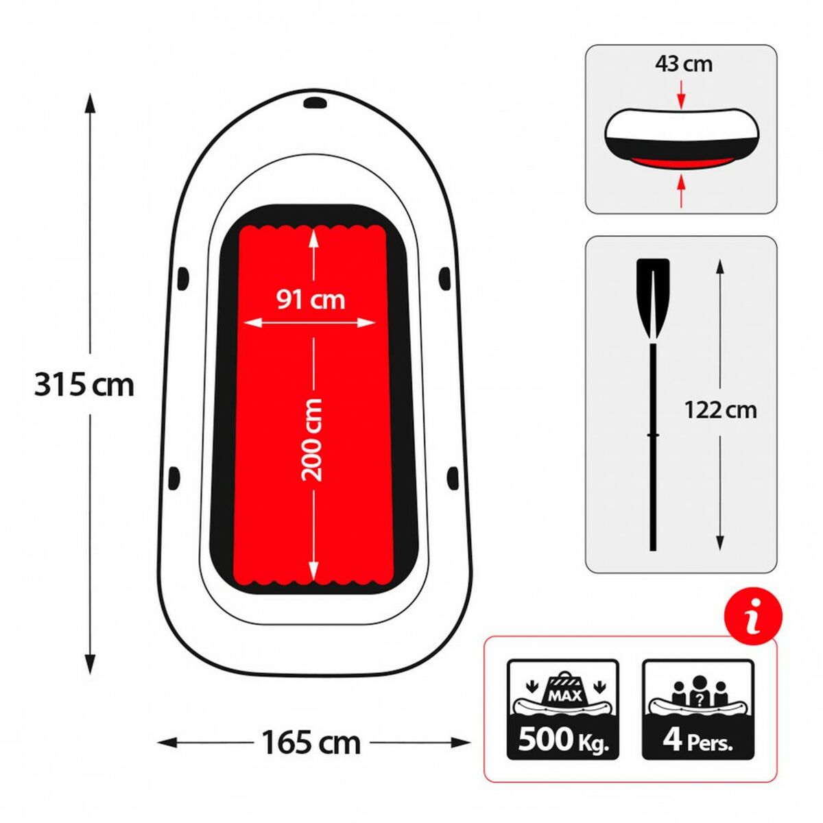 Puhallettava vene Intex Excursion 4 Sininen Valkoinen 315 x 43 x 165 cm