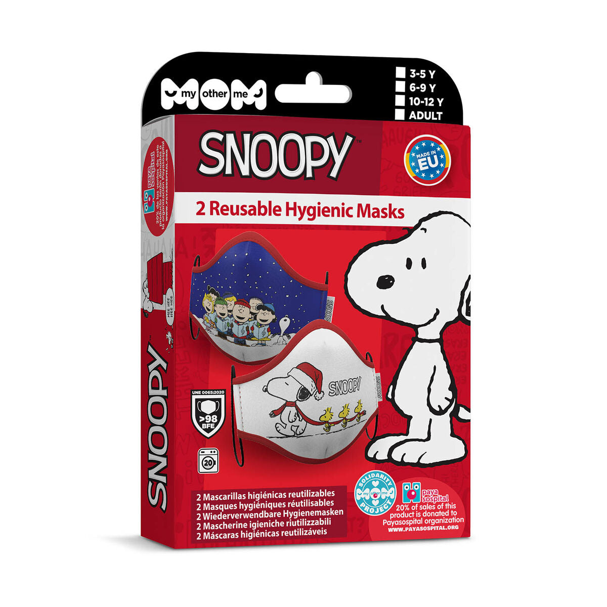 Hygieeninen kasvosuojain My Other Me 2 osaa Snoopy Aikuisten