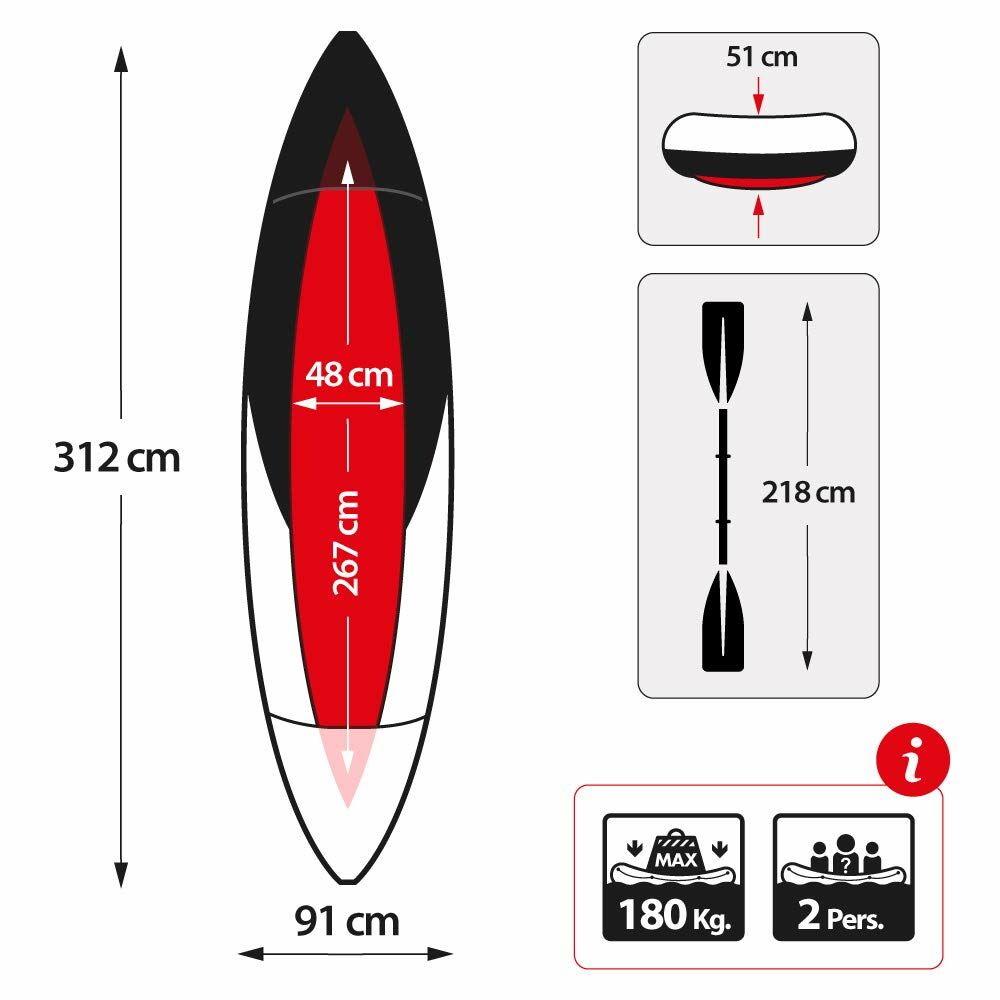 Kajakki Intex Explorer K2 312 x 51 x 91 cm