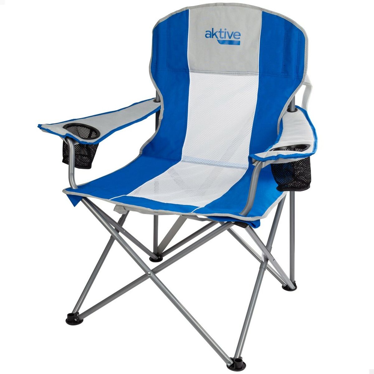Taitettava retkituoli Aktive Harmaa Sininen 57 x 97 x 60 cm (4 osaa)