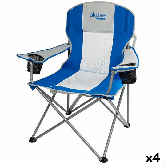 Taitettava retkituoli Aktive Harmaa Sininen 57 x 97 x 60 cm (4 osaa)