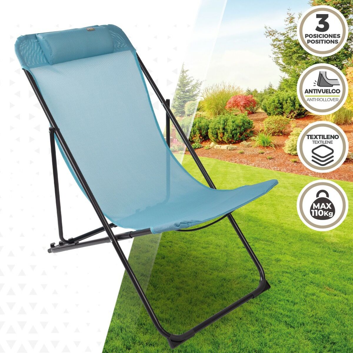 Taitettava riippumatto Aktive Sininen 52 x 87 x 77 cm (4 osaa)