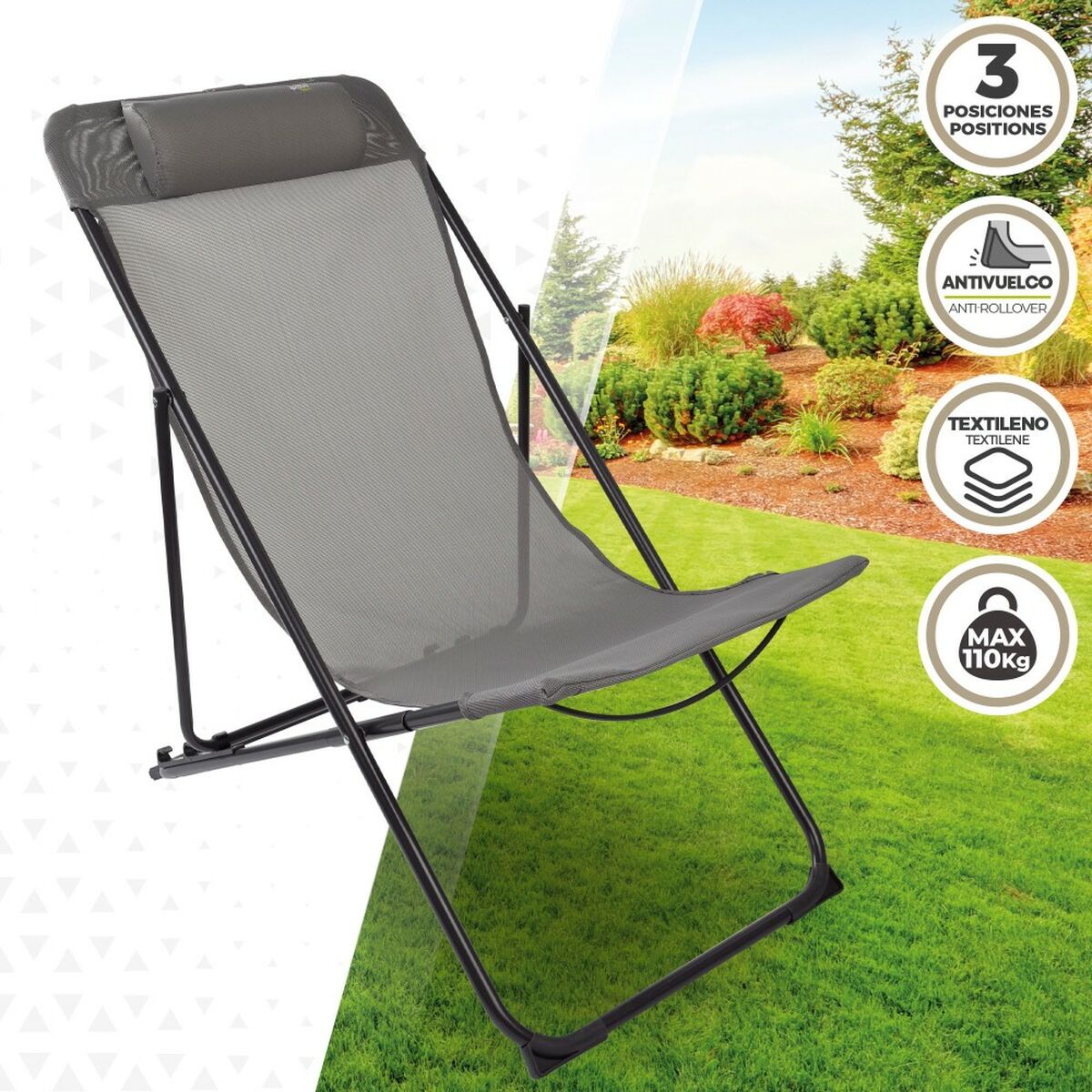 Taitettava riippumatto Aktive Harmaa 52 x 87 x 77 cm (4 osaa)